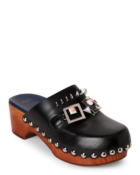 fendi leather sabots|Clogs and Loafers for Women .